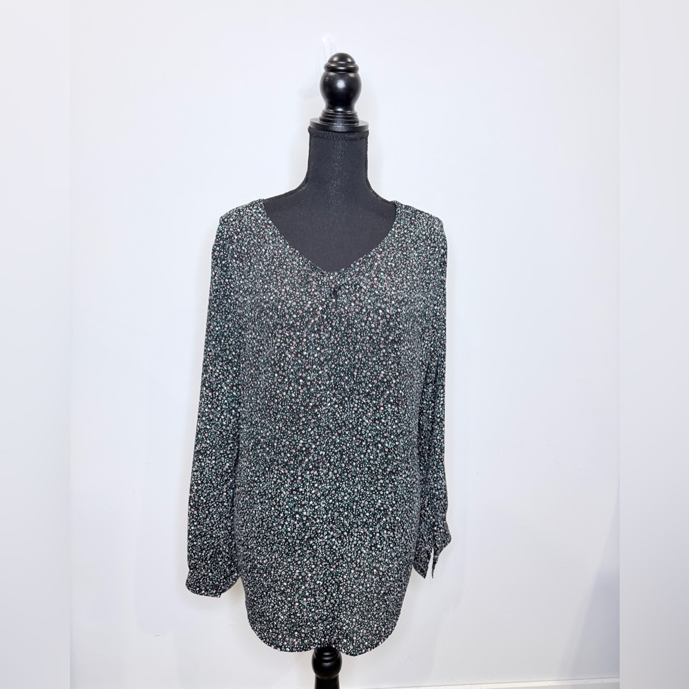 Floral Long Sleeve Black Women's Blouse
